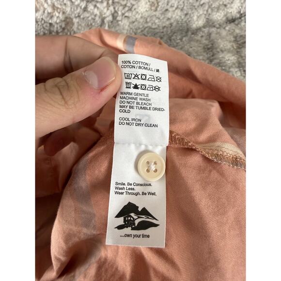 Flylow Size XL Checker Casual Button Top Pink Short Sleeve Collar Cotton - Picture 6 of 7